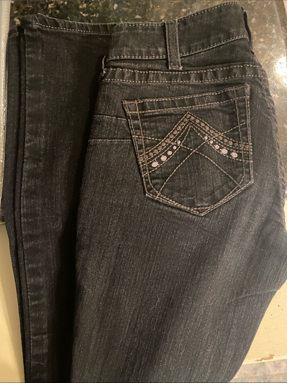 Ariat Women's Boot Cut Black Wash Jeans with Embellished Back Pocket 29XL